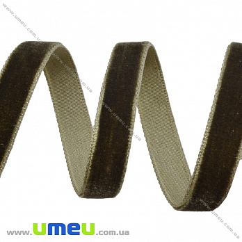 Стрічка оксамитова, 10 мм, Хакі (LEN-035797)