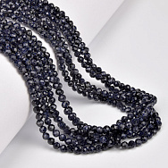 Намистини Авантюрин Золотий пісок синій, Синт. камінь, 3 мм, Круглі грановані (BUS-058197)