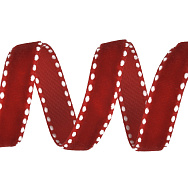 Стрічка оксамитова з кантом, 10 мм, Червона (LEN-060568)