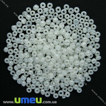 Бісер китайський великий, 6/0, Білий напівпрозорий перламутровий, 4 мм (BIS-000614)