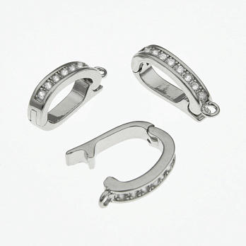 Бейл съёмный, 14х7х2,5 мм, Латунь с покрытием Родий, Куб. цирконий (OSN-058463)