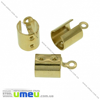 Зажим для шнура из нержавеющей стали, 12х6,5 мм, Золото (STL-022917)