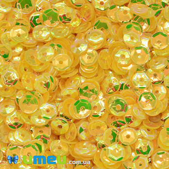 Паєтки Індія круглі грановані, 5 мм, Жовті АВ (PAI-037813)