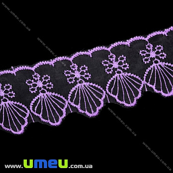 Мереживо органза Мушля, 50 мм, Сиреневое (LEN-015559)