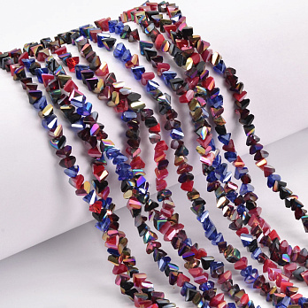 Бусины стеклянные скол (крошка), 4 мм, Сине-красные (BUS-052149)