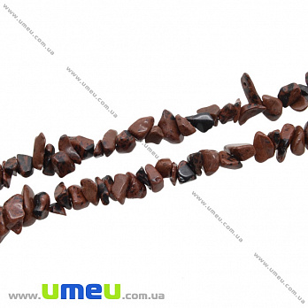 Бусины (скол) Обсидиан махагон, Натур. камень, 5-9 мм (88-90 см) (BUS-035483)