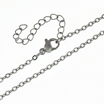 Основа на шею из нерж. ст. с удлинителем, Темное серебро, 2,2 мм, 60 см (STL-058315)