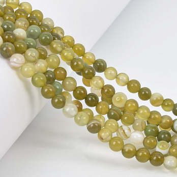 Бусины Агат оливковый, Натур. камень, 6 мм, Круглые, 18 см (BUS-058051)