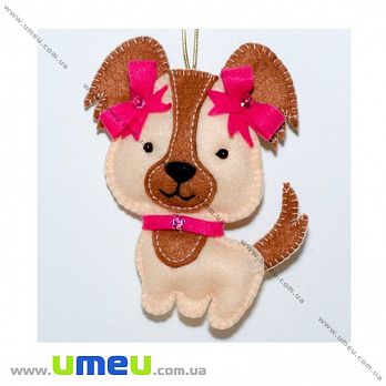 Набір з фетру для створення іграшки, Собачка з бантом ФН-45, 10х12 см (FLT-034850)