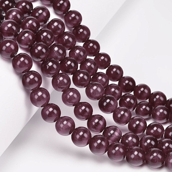 Бусины Кошачий глаз, Синт. камень, 10 мм, Гранатовые, Круглые (BUS-054265)