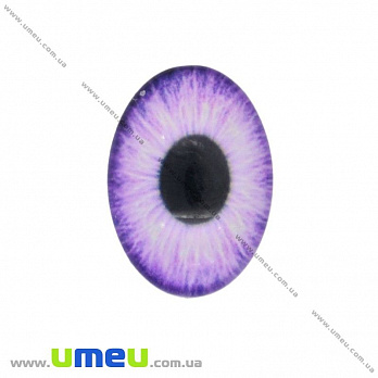 Кабошон скляний з принтом Око, 18х13 мм, Фіолетовий, Овал (KAB-018728)