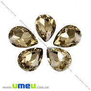 Риволи стеклянный, Капля граненая, 14х10 мм, Бежевый (KAB-001989)