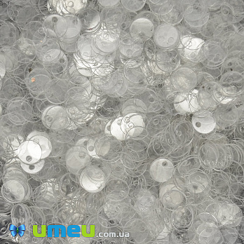 Паєтки Індія круглі плоскі (зміщений отвір), 5 мм, Прозорі (PAI-041817)