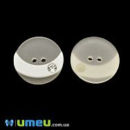 Гудзик пластиковий Круглий зі стразом, 30 мм, Кремовий (PUG-046412)