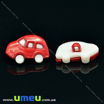 Гудзик пластиковий на ніжці Машинка, 17х11 мм, Червоний (PUG-017812)
