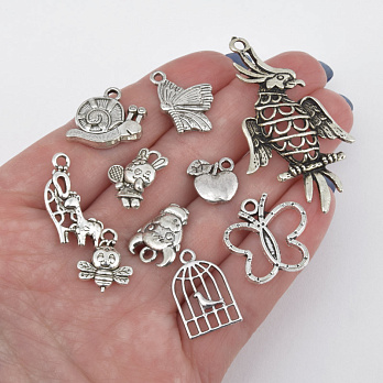 Набір підвісок метал. Тварини, Темне срібло (POD-060738)