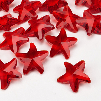 Подвеска стеклянная Звезда, 15х14х7 мм, Красная (POD-054602)
