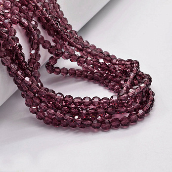 Намистини круглі грановані, 4 мм, Коричнево-бузкові (BUS-057337)