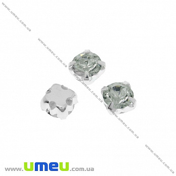 Шатон, пластиковий страз в цапах, 5,2 мм, Білий (STR-030066)