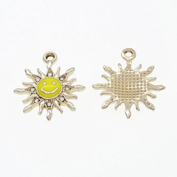 Підвіска метал. Сонечко-смайлик, 22,5 х19,5 мм, Світле золото (POD-054740)