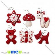 Набір з фетру для створення 6 іграшок, Ялинкові іграшки ФН-58, 6х7 см (FLT-034844)