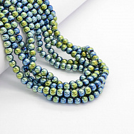 Намистини скляні гальванізовані, 6 мм, Ірис, Круглі (BUS-052053)