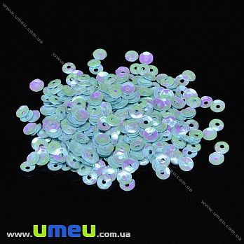 Пайетки Китай круглые граненые, 4 мм, Голубые АВ (PAI-031957)