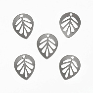 Подвески из нерж. стали Листики, 13х10,5 мм, Темное серебро (STL-061328)