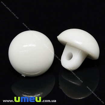 Пуговица пластиковая на ножке Круглая, 10,5х10 мм, Белая (PUG-032828)