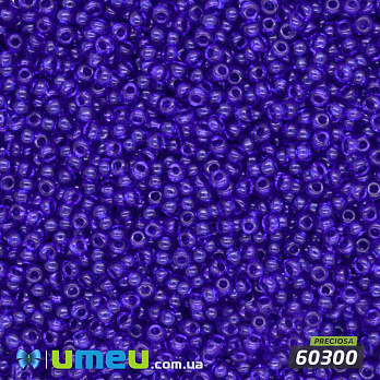 Бісер чеський 12/0, №60300, Синій, Прозорий (BIS-017015)