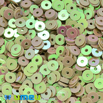 Пайетки Индия круглые плоские, 4 мм, Бежевые АВ (PAI-037555)