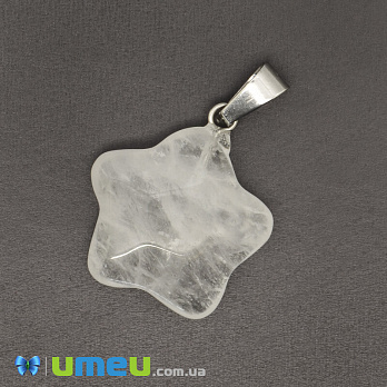 Подвеска из натурального камня Звезда, Кварц белый, 24х22 мм (POD-043129)