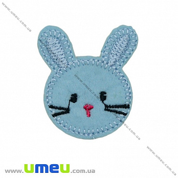 Термоаплікація дитяча Зайчик, 4,5х4 см, Блакитна (APL-022283)