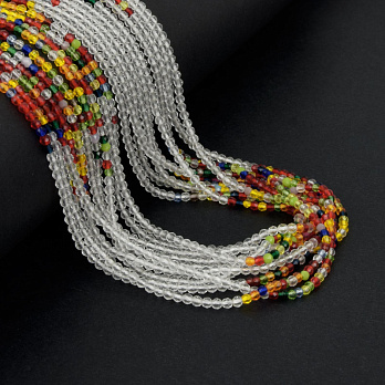 Бусины круглые граненые, 2 мм, Микс разноцветный (BUS-057365)