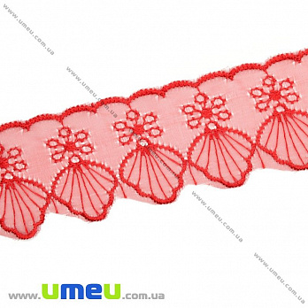 Мереживо органза Мушля, 50 мм, Червоне (LEN-015555)