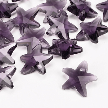 Подвеска стеклянная Звезда, 15х14х7 мм, Фиолетовая (POD-054601)