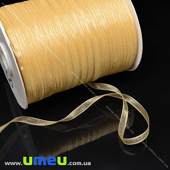 Стрічка з органзи, 6 мм, Коричнева світла (LEN-015788)