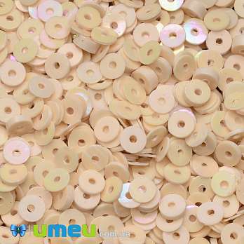 Паєтки Індія круглі плоскі, 4 мм, Персикові АВ (PAI-037601)