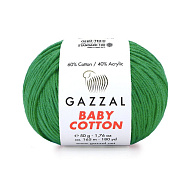 Пряжа Gazzal Baby Cotton №3456, 50 г, 165 м, Зелена (YAR-062519)