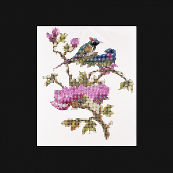 Набор алмазной живописи на картоне 25х21 см, Магнолия с птицами (SXM-051445)