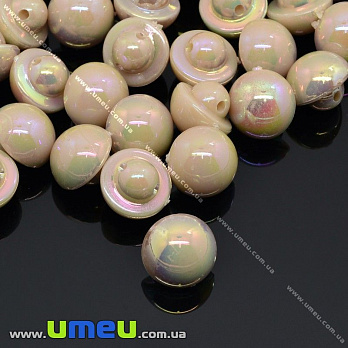 Пуговица пластиковая на ножке Круглая перламутровая, 10 мм, Бежевая АВ (PUG-012847)