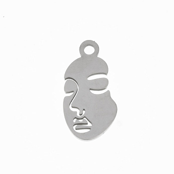 Подвеска из нерж. стали Лицо, 16х8,5 мм, Темное серебро (STL-061342)