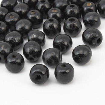 Бусины деревянные окрашенные, 12-13 мм, Черные (BUS-058346)