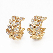 Сережки-кільця Huggie, Латунь з покриттям 18 kt, Стрази куб. цирконій, 13х12,5х8 мм (OSN-053097)