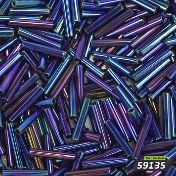 Бисер чешский Стеклярус 5, №59135, Синий бензиновый, 12 мм (BIS-059339)