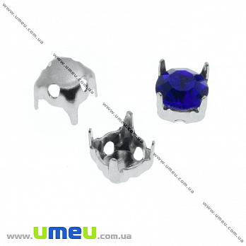 Оправа-цапи під страз, 4х4 мм, Темне срібло (OSN-033766)