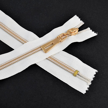 Молния спиральная неразъемная Сильвер, 18 см, Тип 7, Белая, Золото (ZIP-060480)