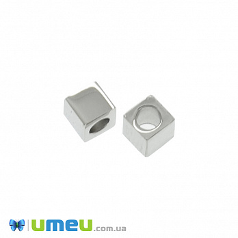 Намистина з нержавіючої сталі Куб, 4х4х3, 8 мм, Темне срібло (STL-044608)