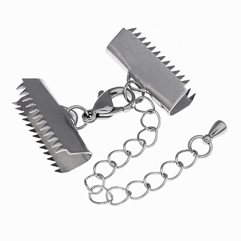 Замок-карабін із нерж. ст. із затискачами 20х9 мм, Темне срібло (STL-055762)