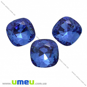 Ріволі скляний, Квадратний гранований, 18х18 мм, Синій (KAB-027621)